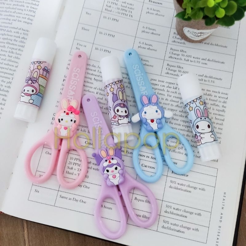 

Set gunting lem stick Kuromi Cinnamoroll Hello Kitty Bunny