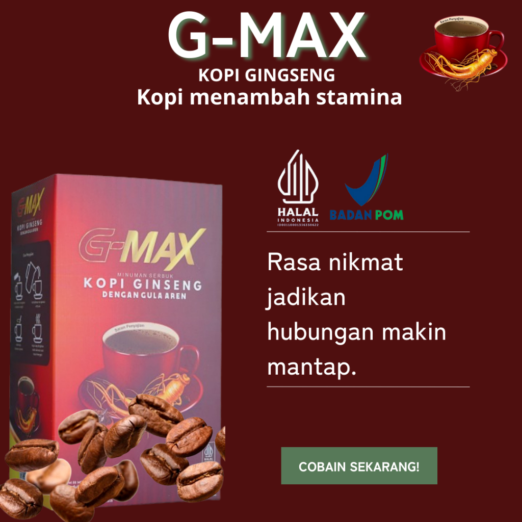 

GMAX Minuman Kopi Stamina Pria Kuat Tahan Lama Original Bpom Extra Gingseng Dan Gula Aren Asli