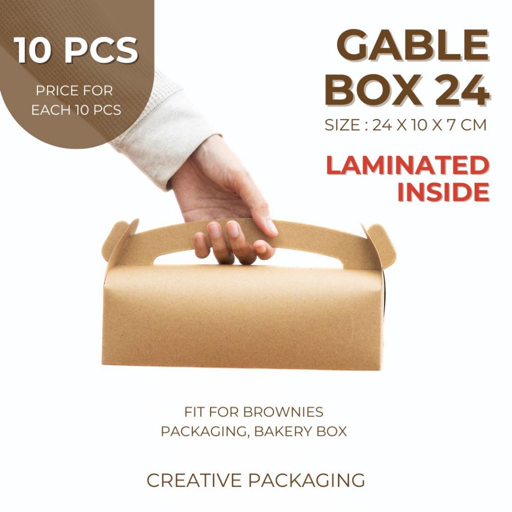 

Creative Packaging - [Price for 10 pcs] GABLE BOX : 24x10x7 cm / box brownnies - LAMINASI DALAM