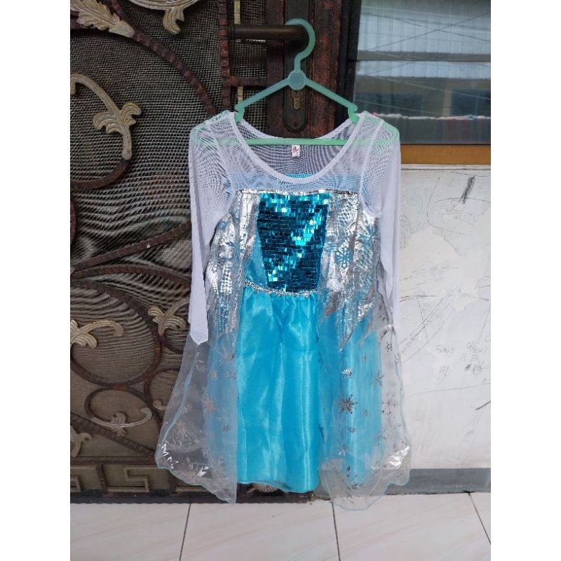 KOSTUM DRESS KARAKTER FROZEN ELSA PRELOVED