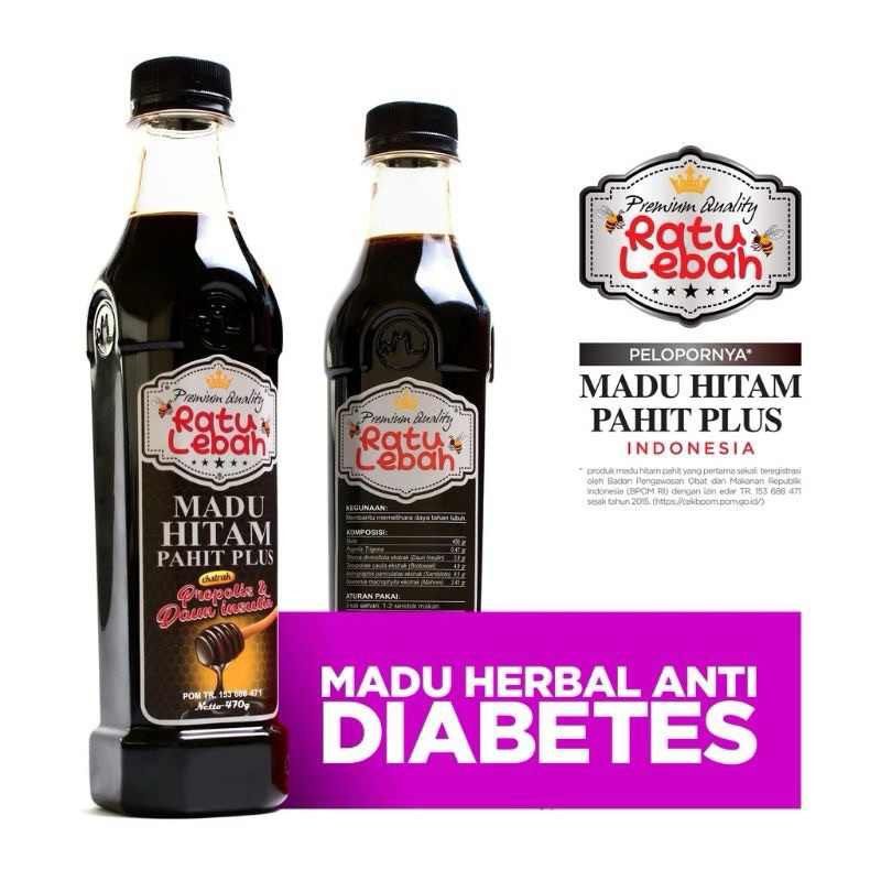 

QH Madu Hitam Pahit Insulin Ratu Lebah 470 gram