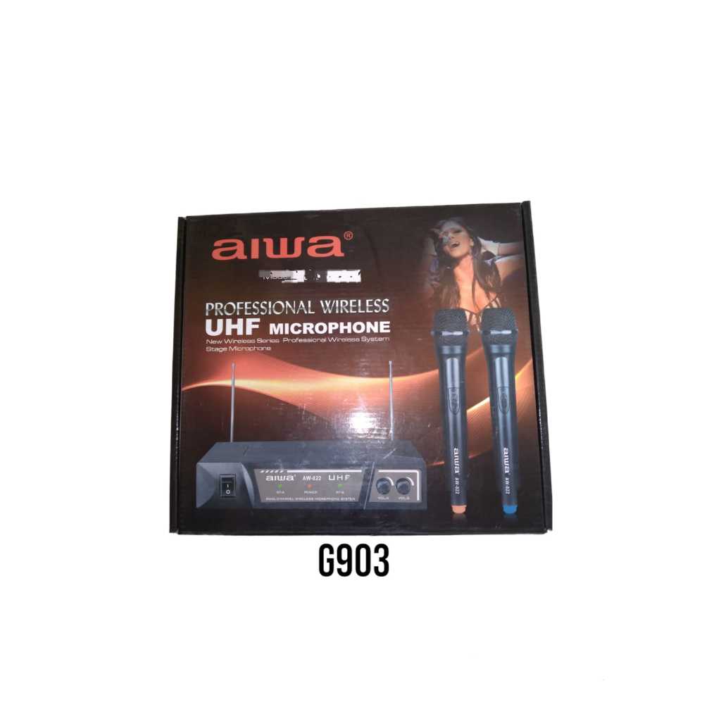 G903 ORI MIC WIRELESS AIWA MICROPHONE WIRELESS HANDHELD UHF DOUBLE MIK MIX SEPASANG MIKROPHONE WIREL
