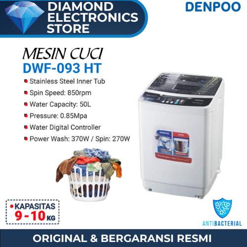 Mesin Cuci Denpoo 1 Tabung DWF 093 Top Loading 9KG - MESIN CUCI OTOMATIS