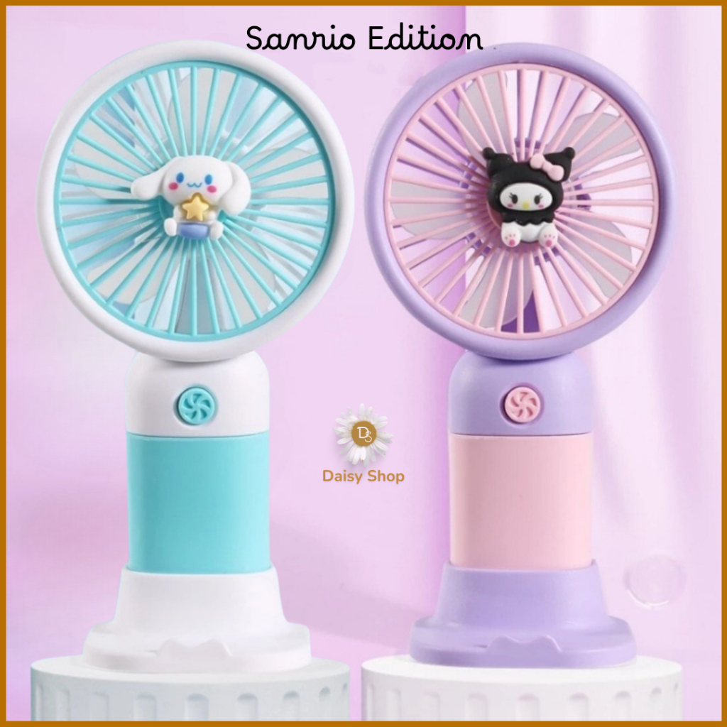 Kipas Angin Genggam Mini Portable Sanrio Kuromi, Cinnamoroll, Hellokitty, Melody, Labubu, Buah,Bunga