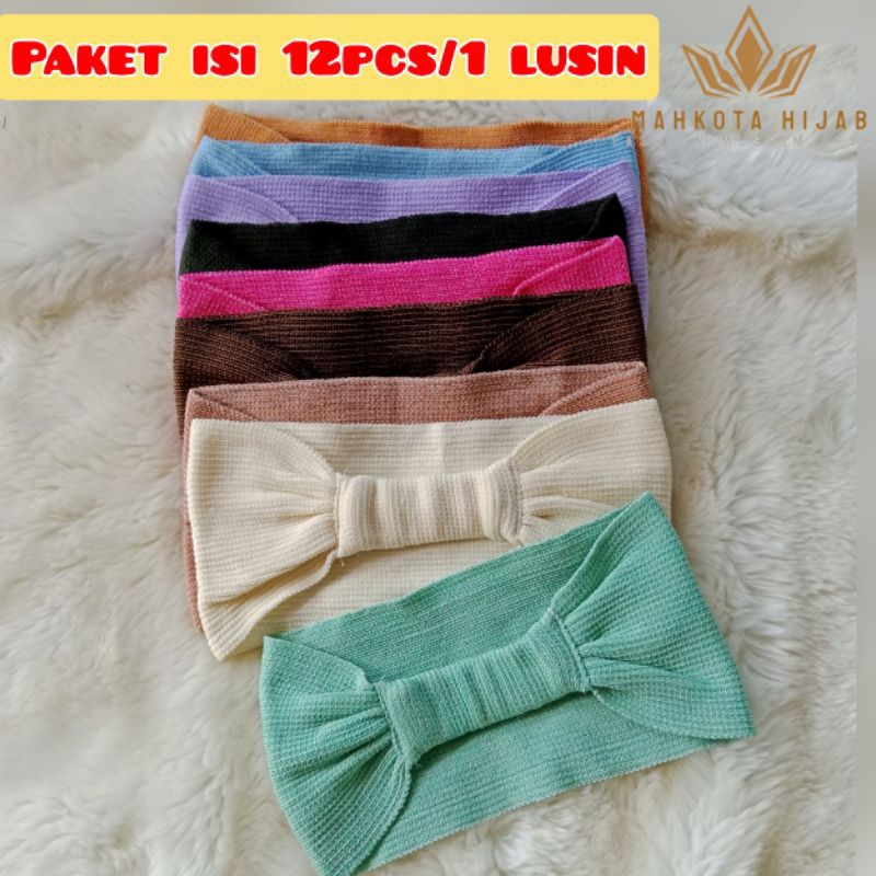 12 pcs/1 lusin ciput pita rajut bandana daleman kerudung anak jilbab