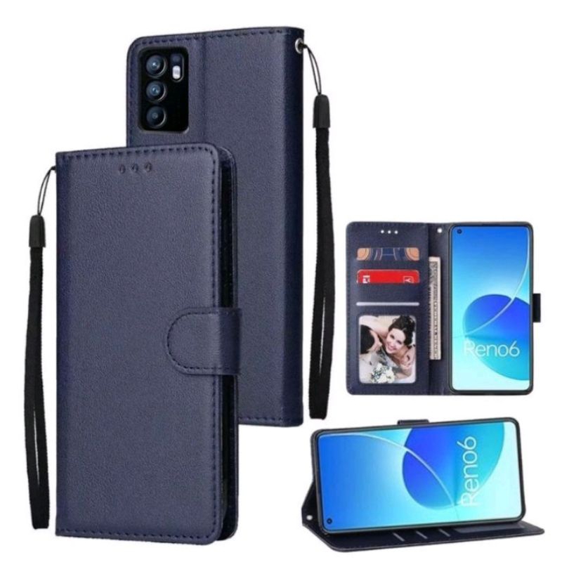 Case Oppo Reno 6 Flip Cover Wallet Sarung Hp Casing Dompet Flip Magnet