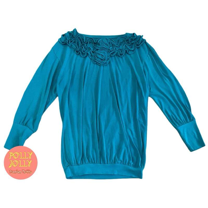 Kaos Spandex Stretchy Hiasan Bunga Warna Tosqa (Preloved)