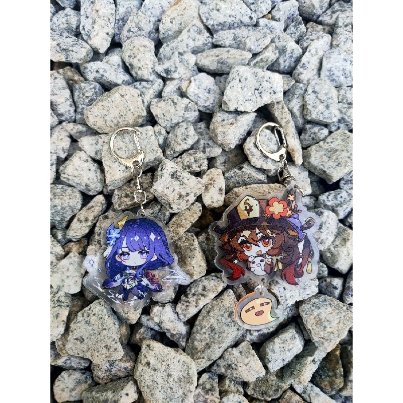 Gantungan Genshin Impact Akrilik Transparan keychain Gift souvenir anime Raiden Shogun, Hutao