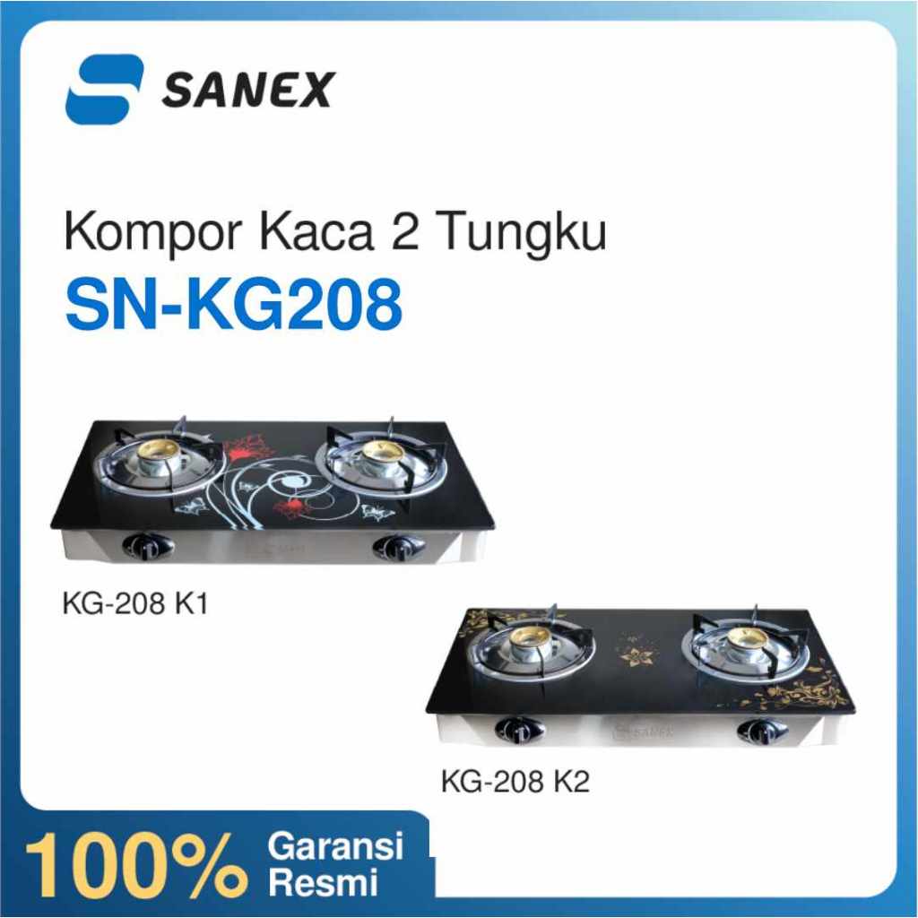 IKONIC Kompor Gas SANEX 2 Tungku Kompor Gas Kaca SN-KG208 K1/K2 100% Original Garansi Resmi