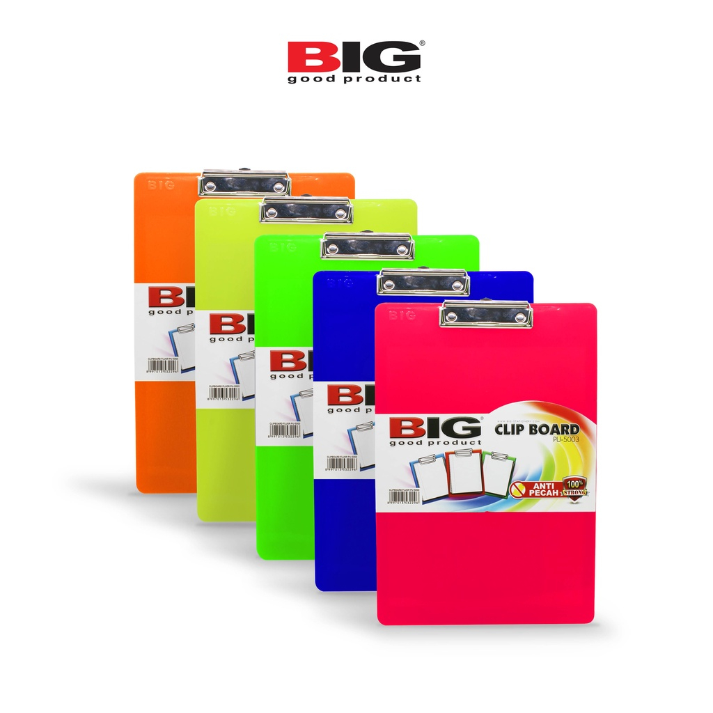 

Clipboard/ Papan Jalan/ Papan Ujian Warna Fluorescent Ukuran F4 Folio Big PU-5003