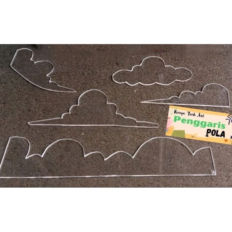 

KODE W3K Penggaris Awan 5 Model Bahan dari Acrilik Untuk Kertas A4