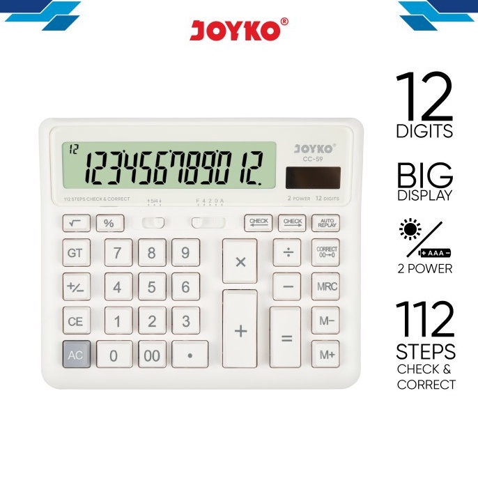 

KODE Y4O3 Calculator Kalkulator Joyko CC59 12 Digits Check Correct
