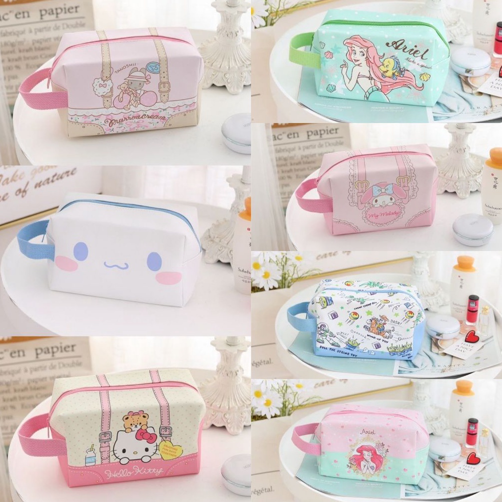 

KODE T3P6 Pouch Handle Tempat Pensil Make Up Serbaguna Sanrio Hello Kitty My Melody Cinamoroll Doraemon