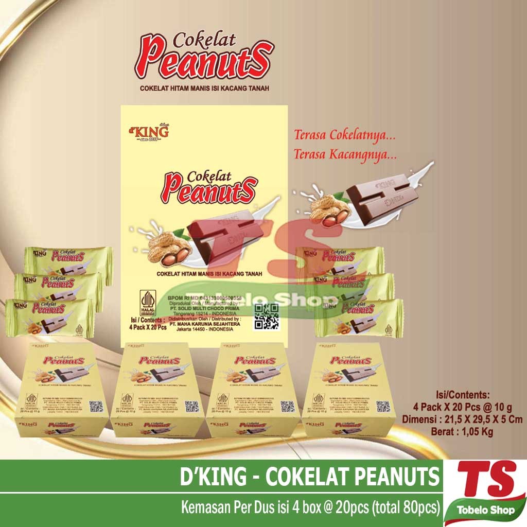 

D'KING COKELAT PEANUTS (DUS) isi 80pcs / DKING COKLAT PEANUTS / D'KING COKELAT PEANUTS