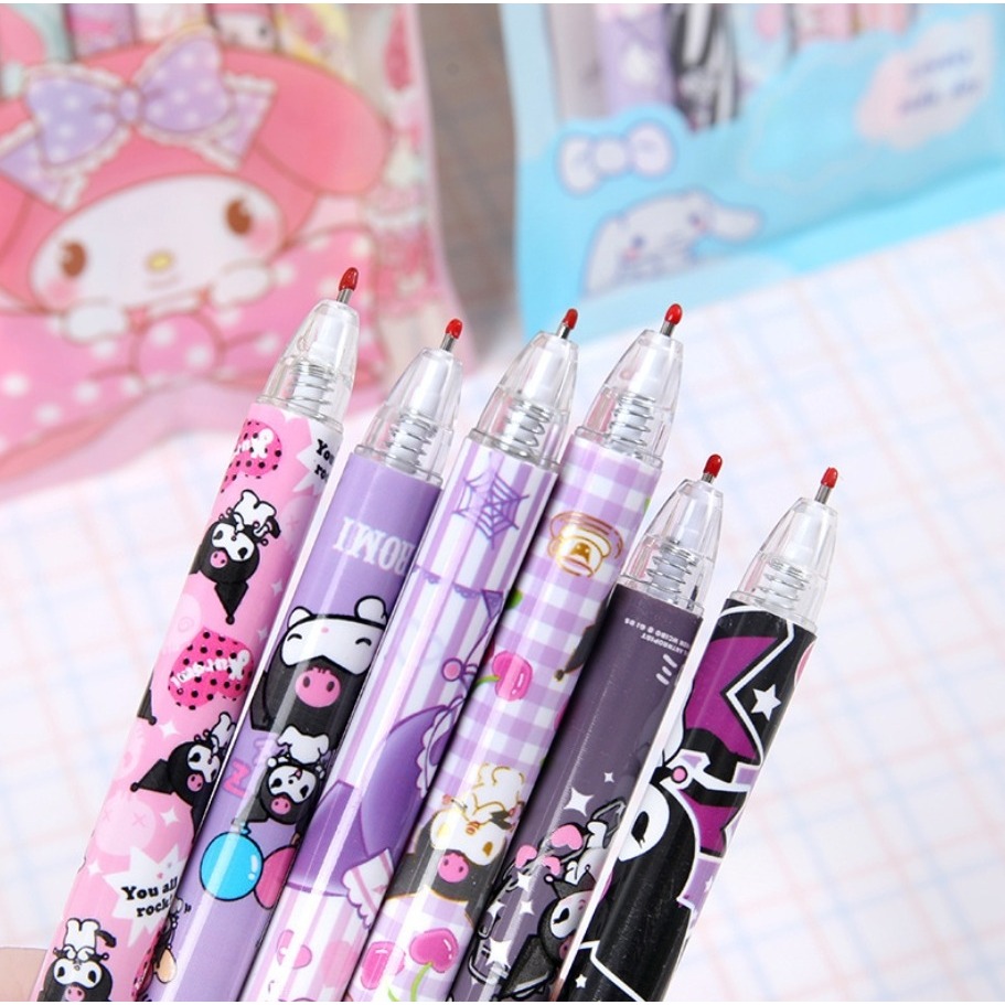 

COD- 6 PCS/SET Pena Dorong Sanrio Kuromi Pulpen Gel Mekanik Pena Gel Kartun Lucu Alat Tulis Anak School Supplies Alat Tulis Kreatif