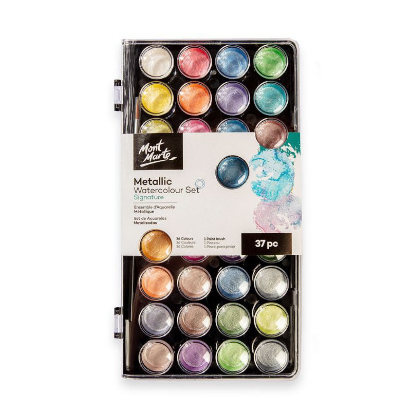 

Mont Marte Metallic Watercolour Set Signature 37pc | Cat Air Metalic