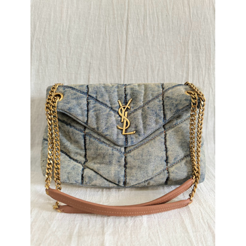 TAS YSL* Saint* Laurent* PUFFER SMALL DENIM PRELOVED BAG BRANDED