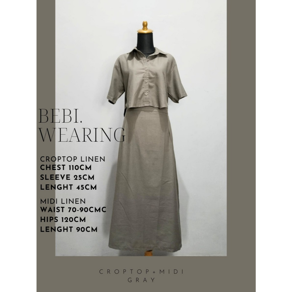 ROK MIDI LINEN/CROPTOP LINEN/ONE SET ABU/ONE SET LINEN