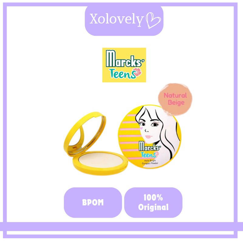 MARCKS Teens Compact Powder Padat 12gr Natural Beige| White| Creme | Pink | Invisible | Bedak Padat 