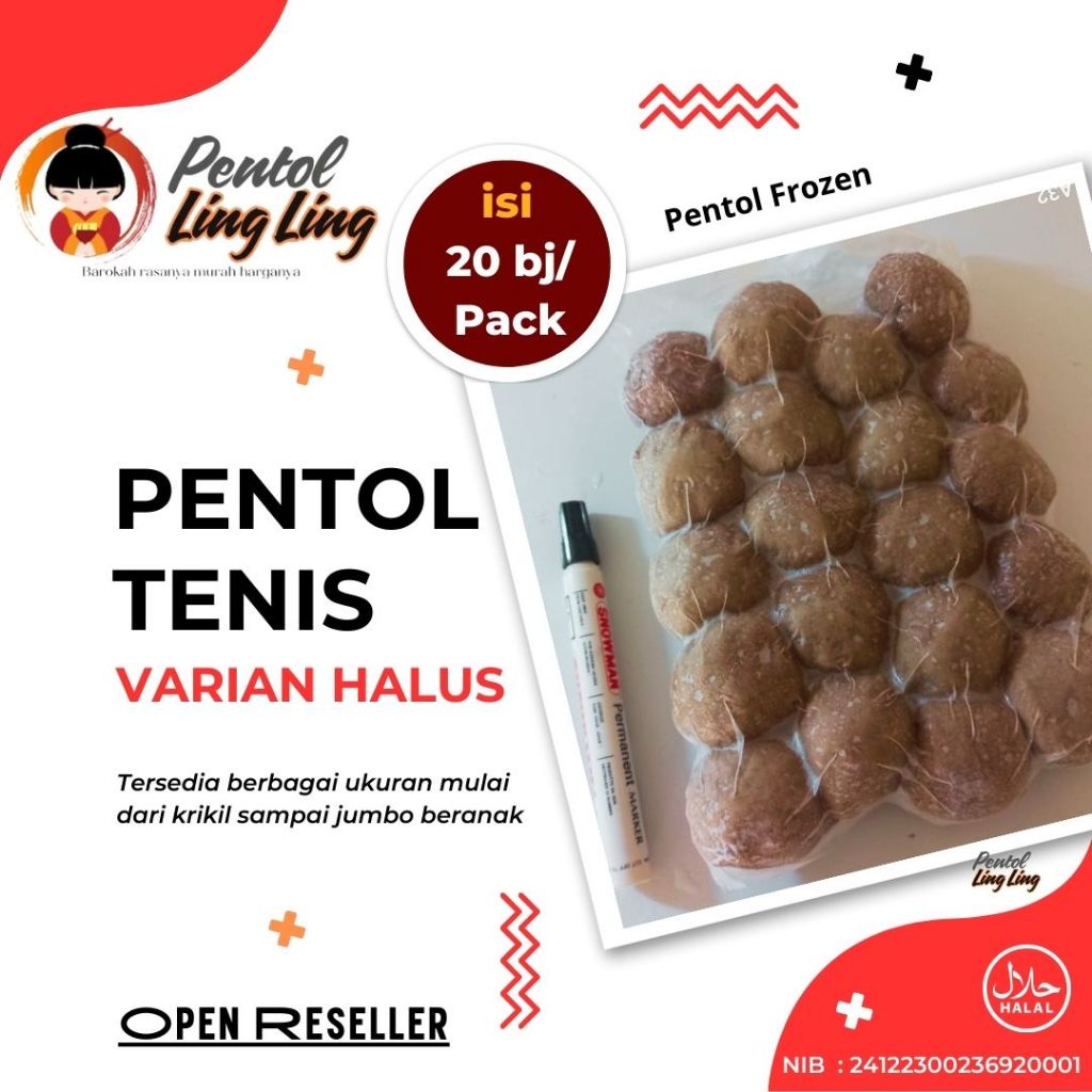 

Pentol Tenis Varian Halus/Bakso Ayam mix Sapi/Halus isi 20biji per kemasan