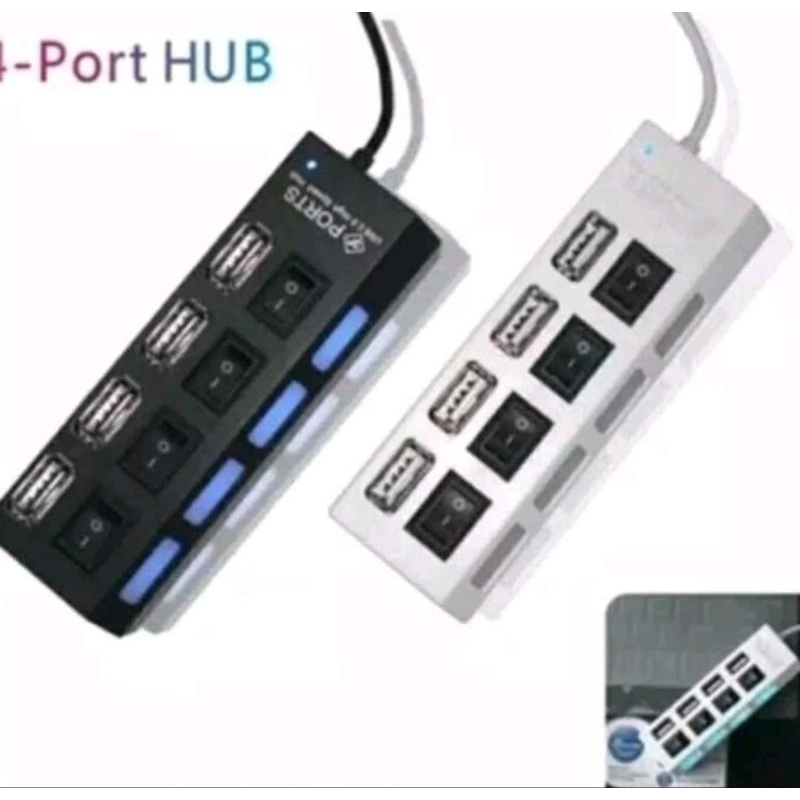 usb hub 4 port tombol on off sambungan colokan komputer laptop hardisk mouse keyboard kamera flashdi