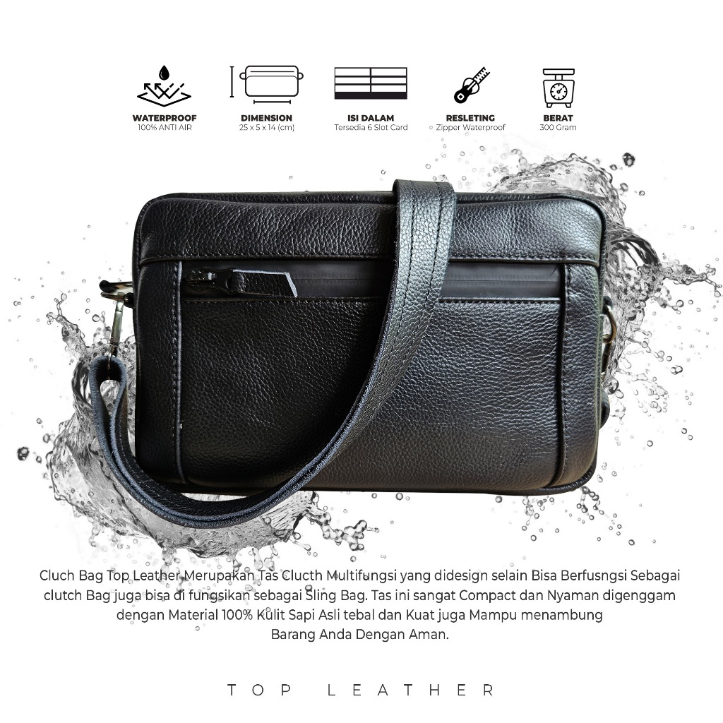 TOP LEATHER - HandBag ClutchBag Pria Kulit Asli Ari Bam Pouch Bag Kulit Asli Kekinian Trendly/Tas Mo