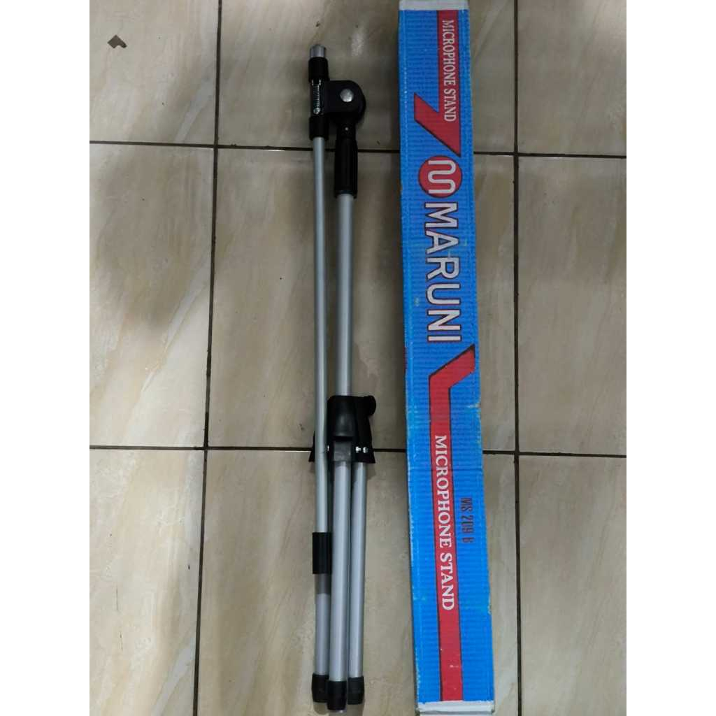 Stand Mic Maruni Panjang Silver - Free 1 Holder Mic ORIGINAL