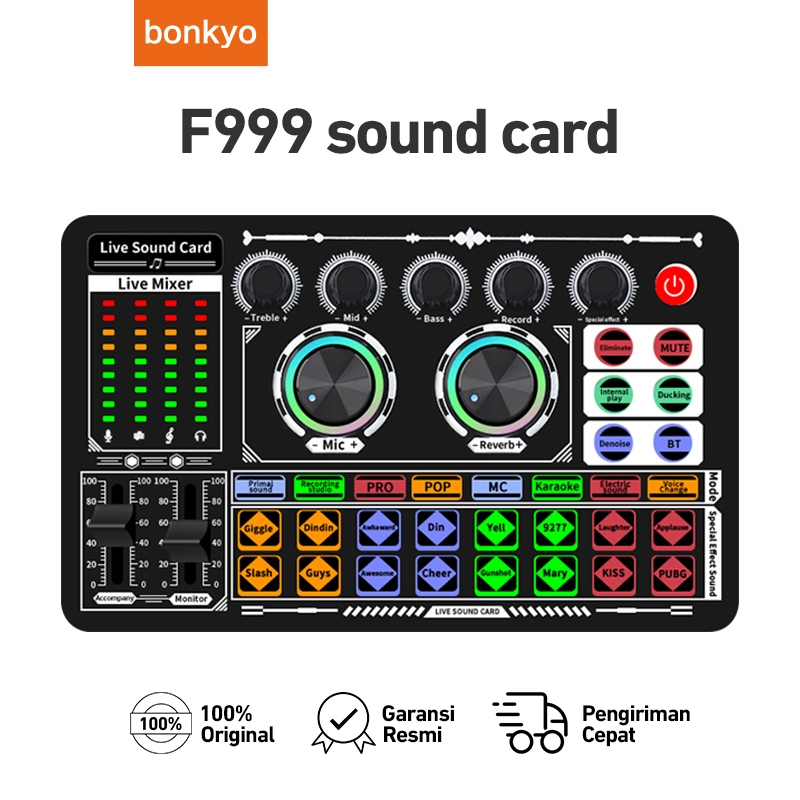 Bonkyo F999 SoundCard Bluetooth compatible External Wireless DJ Mixer