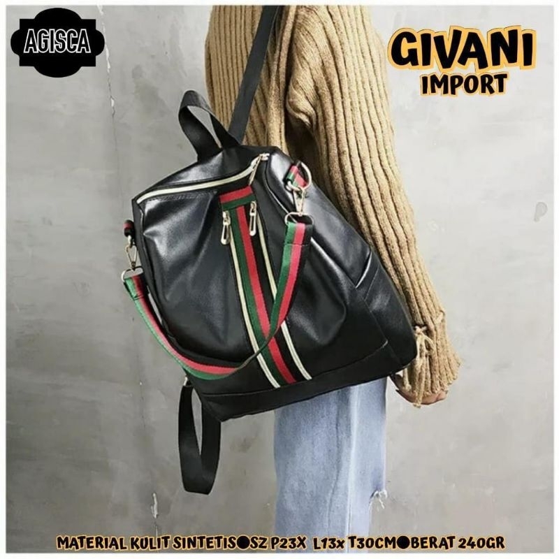 TAS RANSEL IMPORT WANITA TAS GENDONG BAHAN KULIT SINTESIS GIVANI