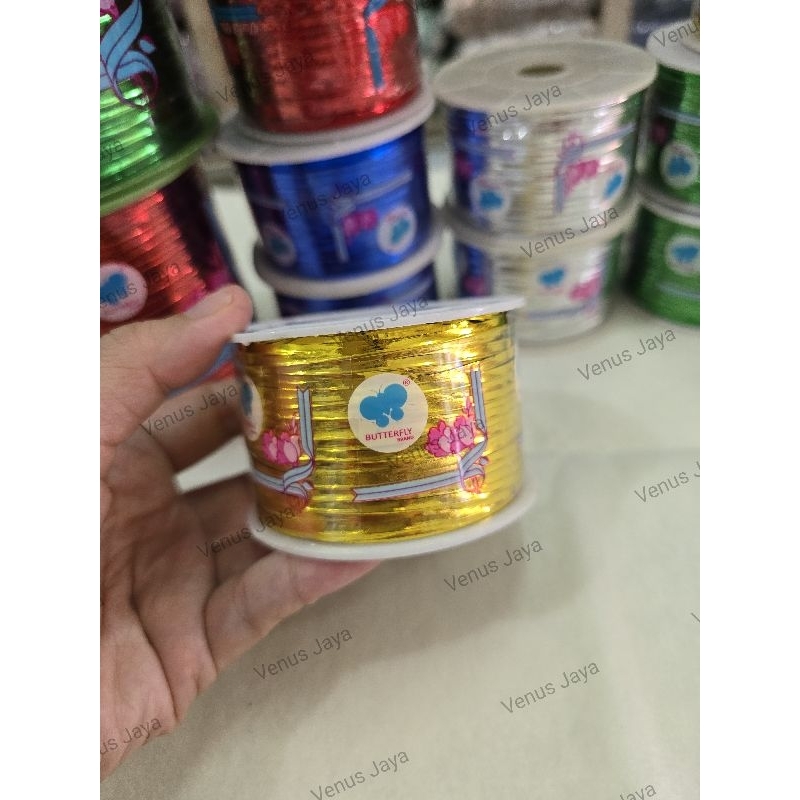 

PITA KAWAT METALIK / KAWAT SOUVENIR / PITA SOUVENIR / KAWAT IKAT KADO - 100 YARD & 500 YARD (PER ROLL)