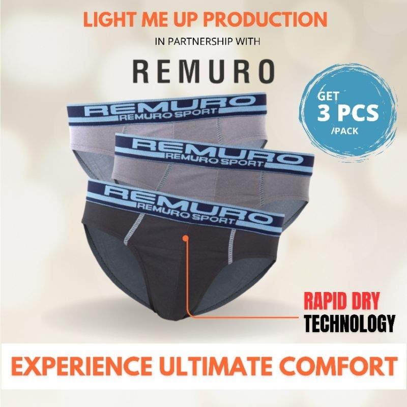 REMURO CloudFit Pro Sky [3 PCS] - Celana Dalam Pria Sport Brief - Multicolor Sky Blue OR002DB