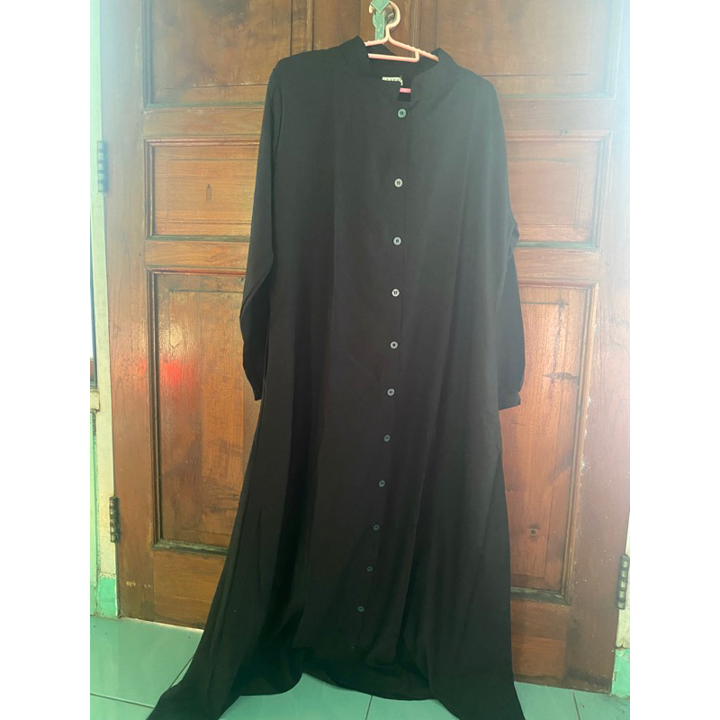 Gamis Hitam polos wanita (KHI Label) PRELOVED Kancing LD: 120