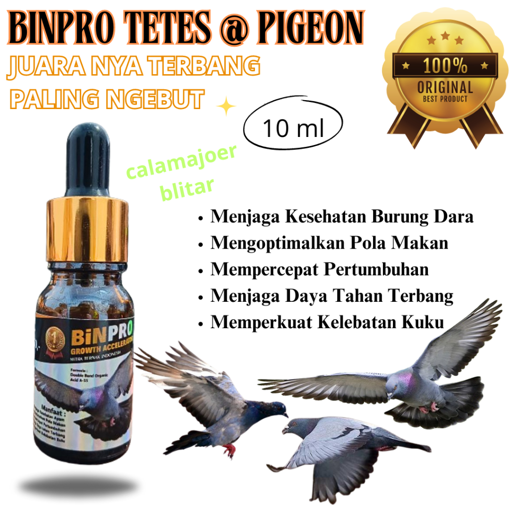 Binpro Tetes Cairan Vitamin Merpati Balap / Suplemen Doping Burung Dara Terbang Tinggi - 10 ml