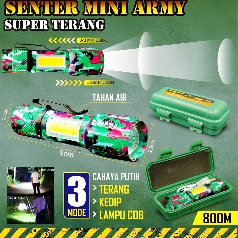 Mitsuyama Senter Mini Army Zoom Super Terang Hingga 800 Meter MS-1233
