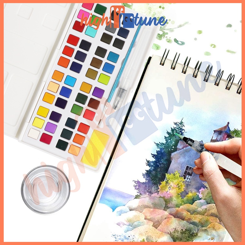 

KODE Q1S5 Hightune Solid WaterColor Water Color Set 122448 Watercolor Tool Set Solid Painting Portable Travel With 1pcs Water Brush Pen