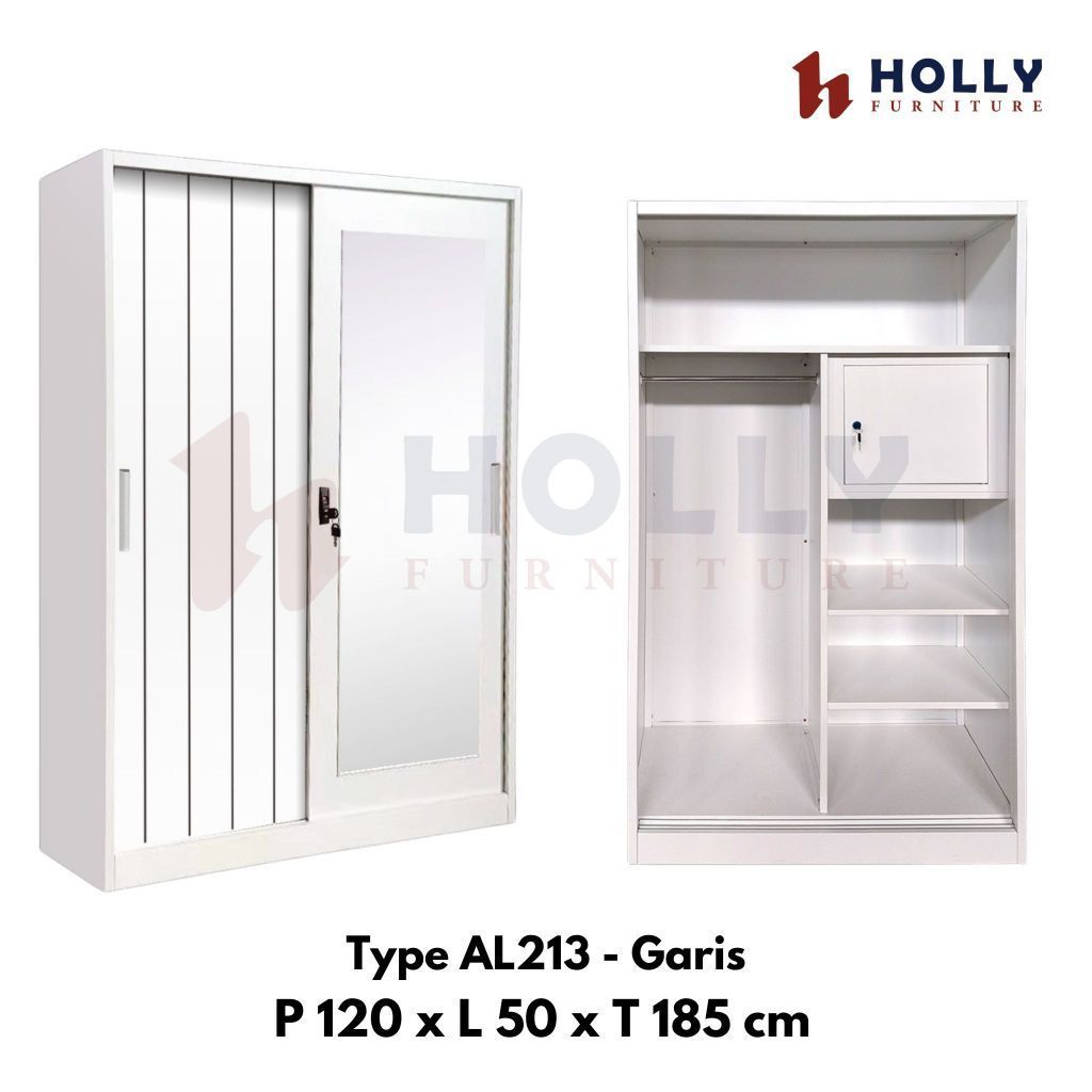 ( Free Ongkir + Rakit ) Lemari Pakaian Besi 2 Pintu Sliding Import Lemari Baju Besi