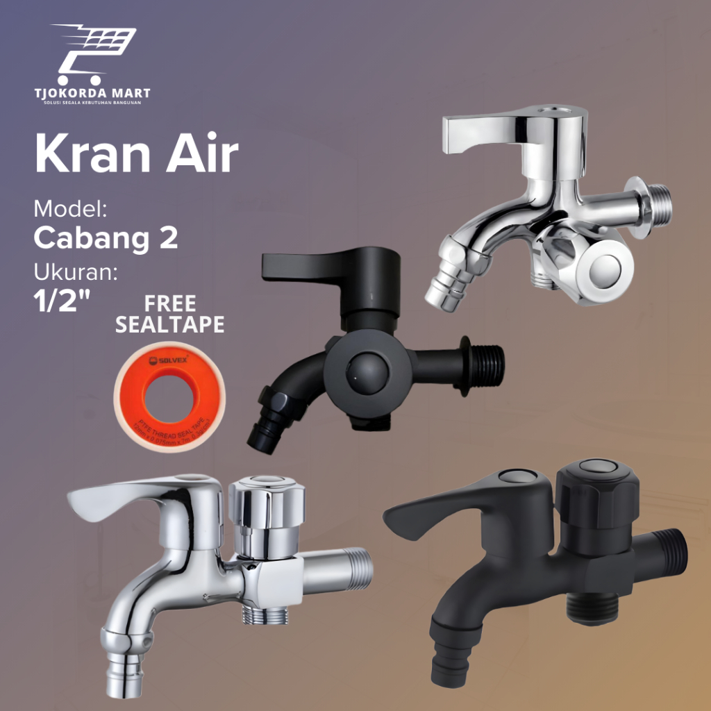 Kran Air Double | Kran Air 2 Cabang | Kran Double Shower | KRAN Cabang Hitam