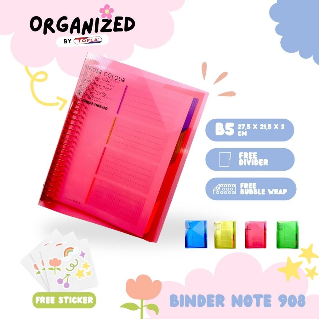 

Binder note 908 buku binder catatan notebook isi ulang ukuran B5 26 ring Topla