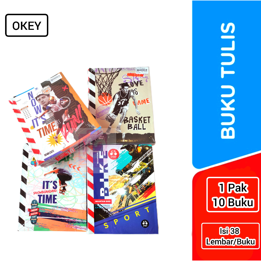 

V2_OKEY Buku Tulis Isi 38 lembar (10 buku)/buku tulis OKEY murah