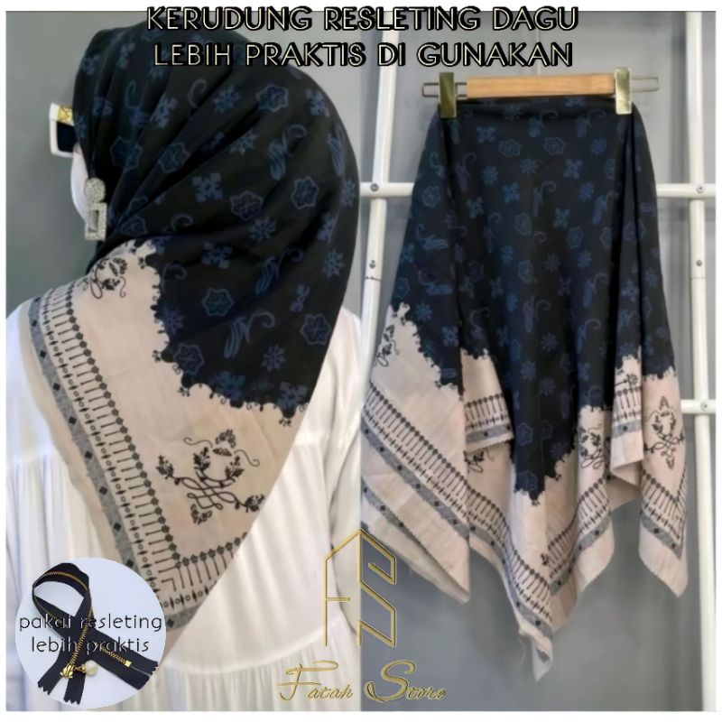 Kerudung resleting dagu / hijab instant motif / kerudung zipper voal premium