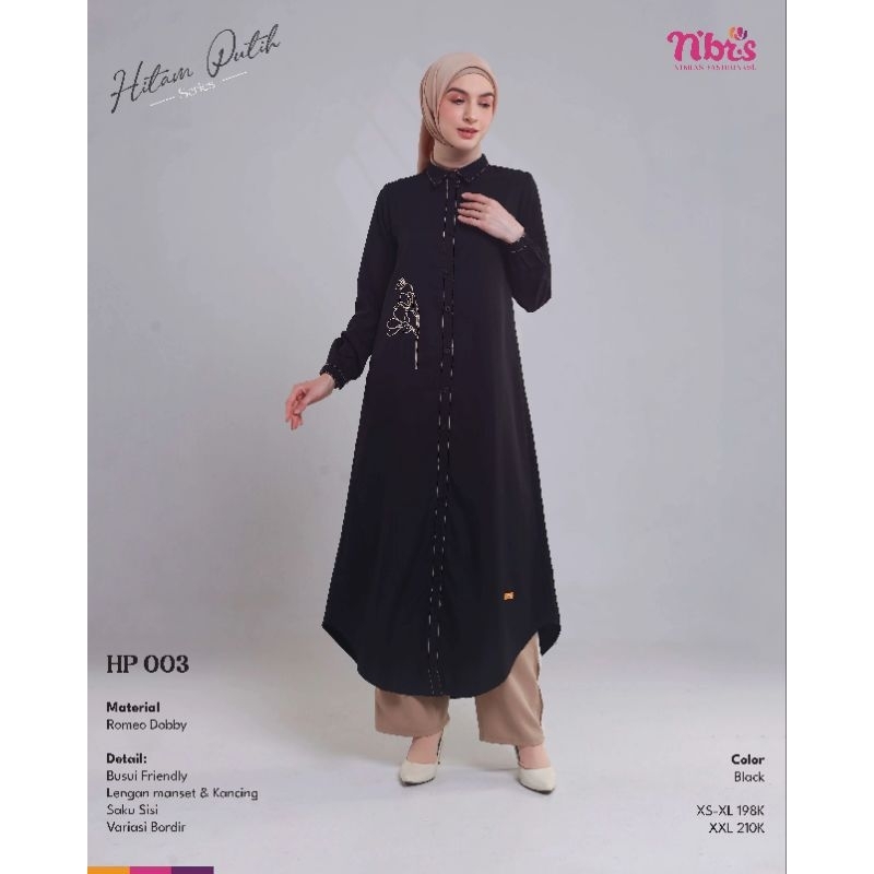 HP 003 // Tunik nibras // atasan nibras // hitam putih series