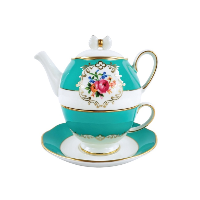 Saint James Green Tea for One Set Teapot Teacup saucer Ceramic Teko