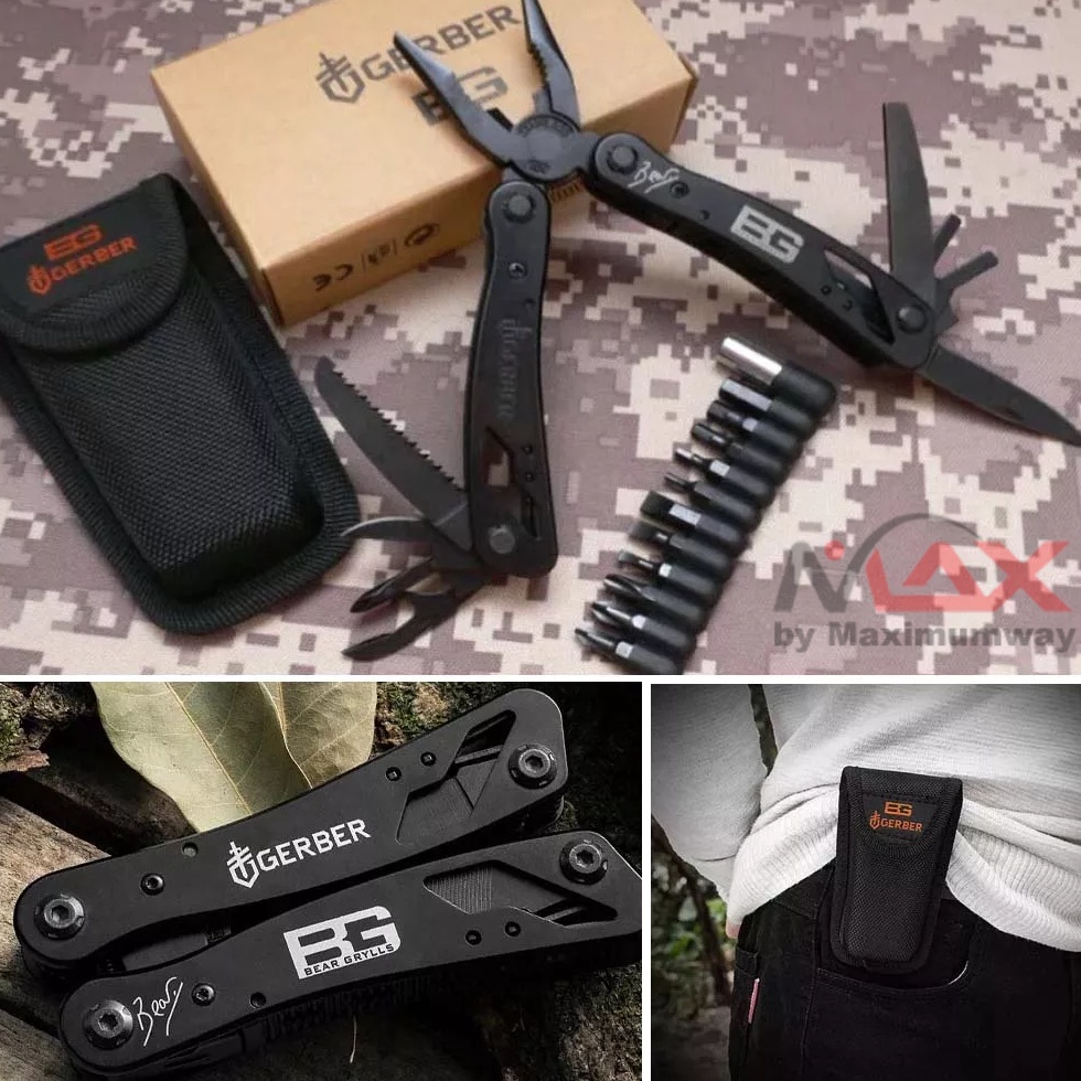 KODE F18K EDC Alat Survival Multifungsi Tang Obeng Pisau Gunting dll dengan tas pinggang untuk keada