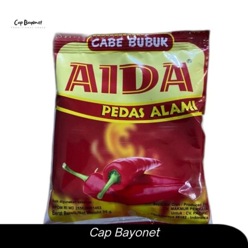 

Cabe Bubuk Bumbu Tabur Merk AIDA Netto 25 gram