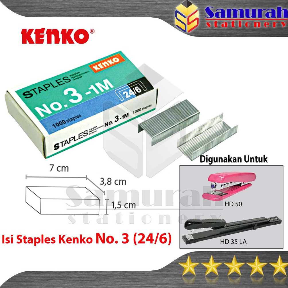 

KODE I3U4 Isi Staples Kenko No 3 Per Box Isi 2 Pak Kecil Refill Stapler no 3 isi Stepler Besar Hekter Tangan HD 5