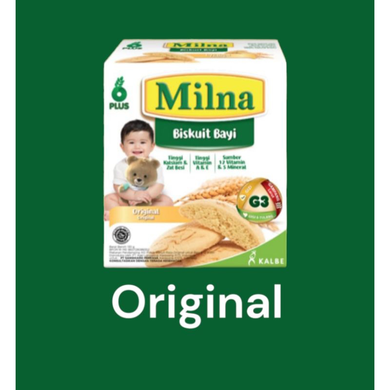 

Milna Biskuit Bayi 6+ 110gr Box ,Rasa Original, Jeruk, Kacang Hijau, Beras Merah