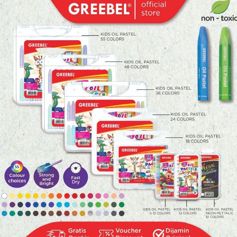 

KODE M3J4 Crayon Oil pastel Greebel 24 warna 1set24wrn
