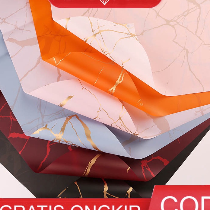 

KF7 2 LEMBAR Korean Cellophane Marble Wrapping Bunga Marble Motif Mewah W15