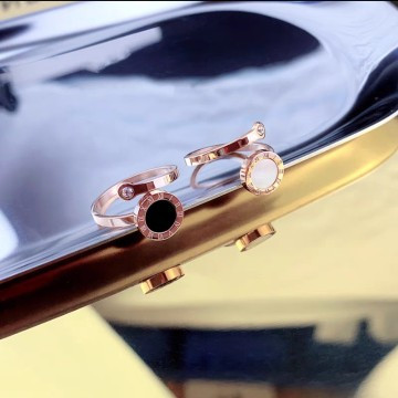 { COD } CINCIN TITANIUM WANITA BULAT HITAM CINCIN WANITA KOREA KEKINIAN ANTI KARAT TIDAK LUNTUR