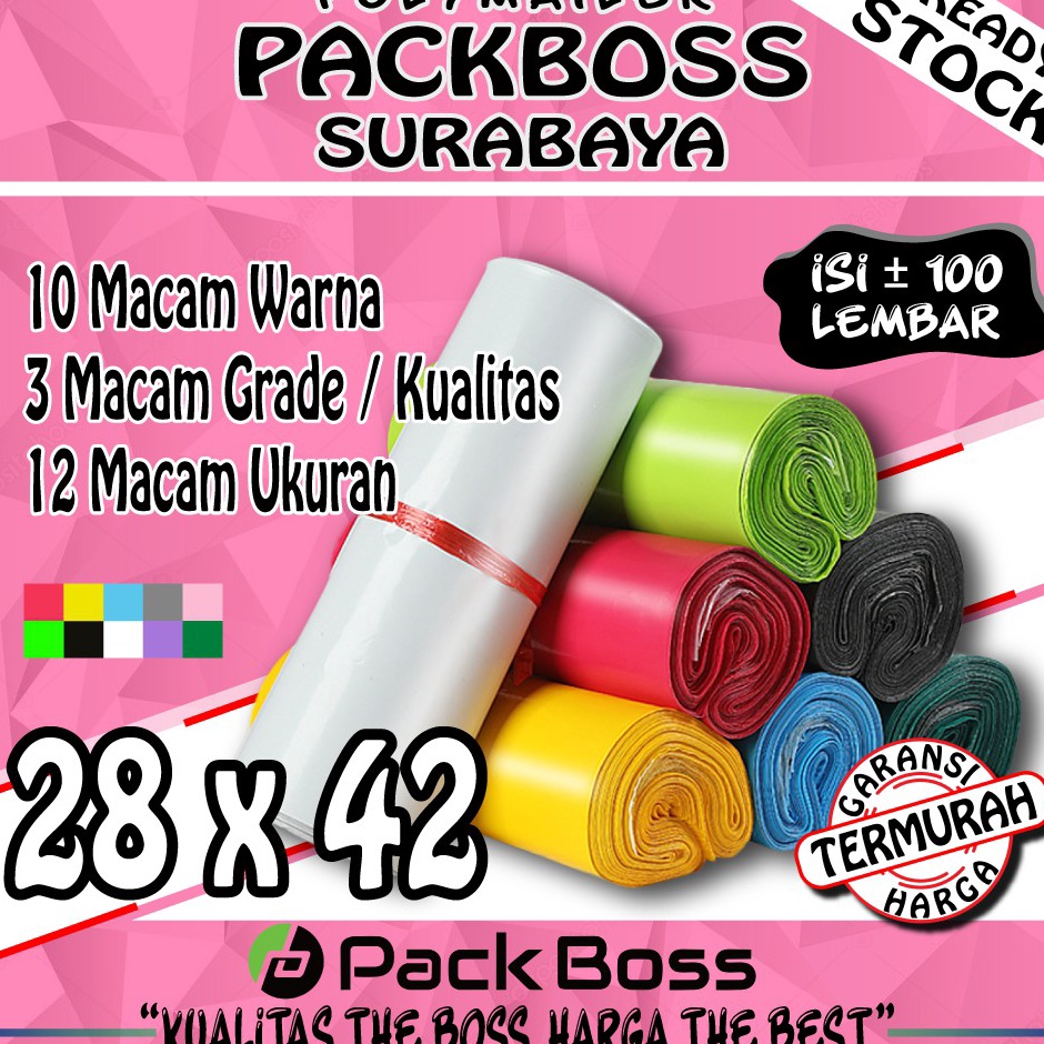 

KODE V4C2 POLYMAILER PACKBOSS 28x42 ISI 1 LEMBAR TEBAL 6 mc KUALITAS BOSS HARGA TERMURAH